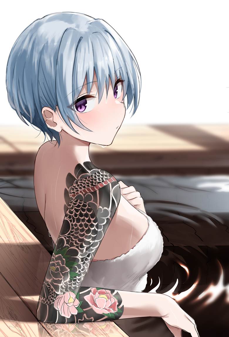 有纹身刺青的年轻男女插画图片